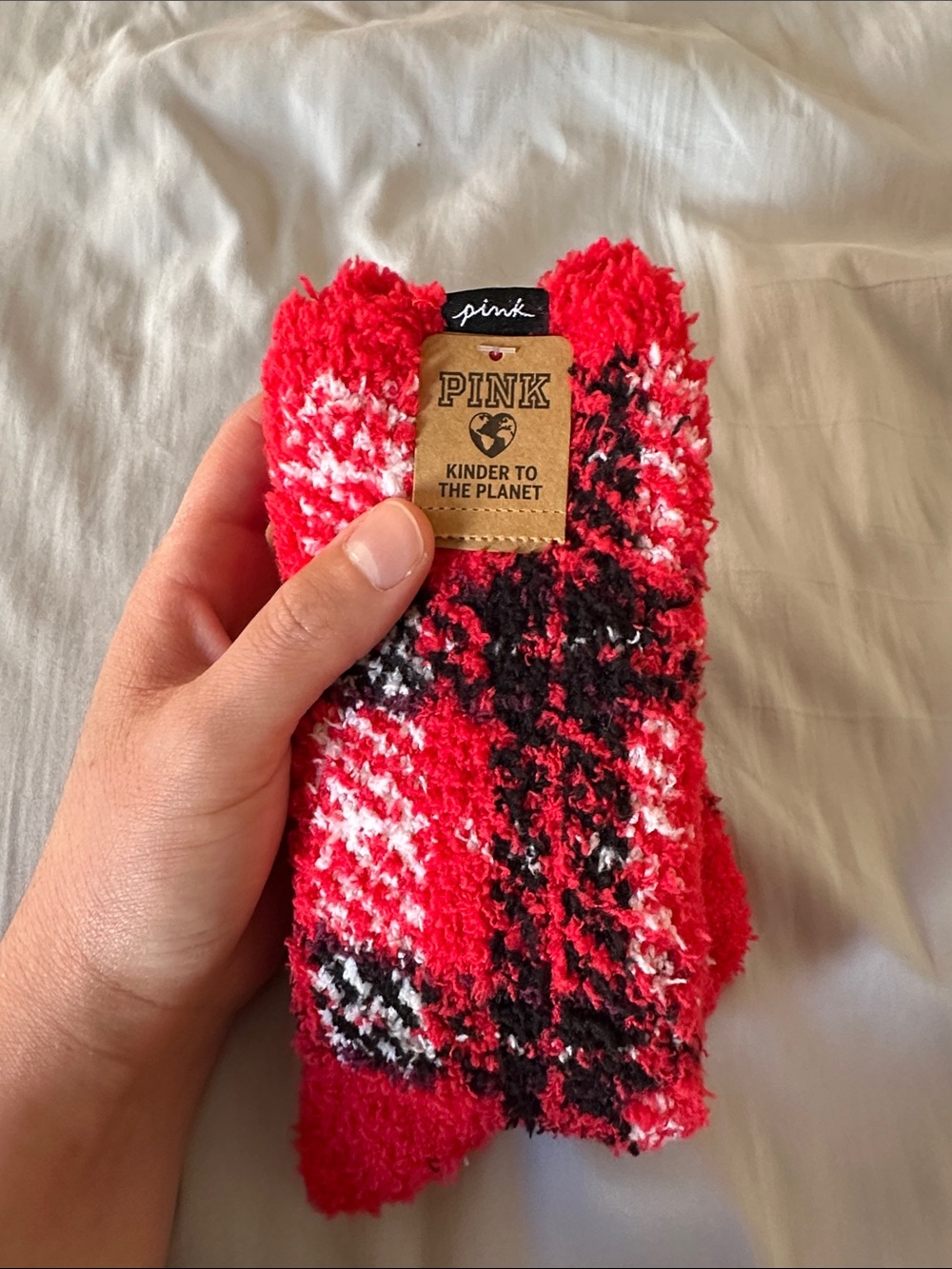 PINK Victoria's Secret Red, Black & White Cozy Fuzzy Socks